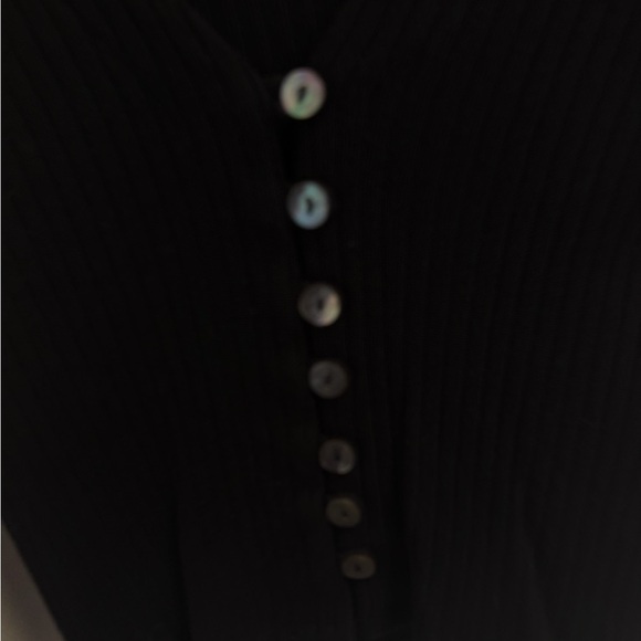 Black Button-Up Ribbed Top - Picture 3 of 5